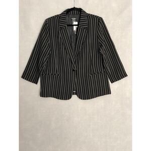 Soho Apparel LTD Stripe Jacket Women's Large Single Button Black NEW